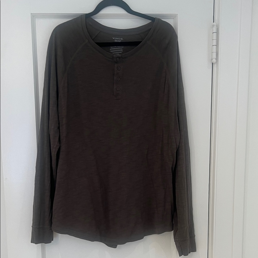 Vince Men's Dark Brown Long Sleeve Henley